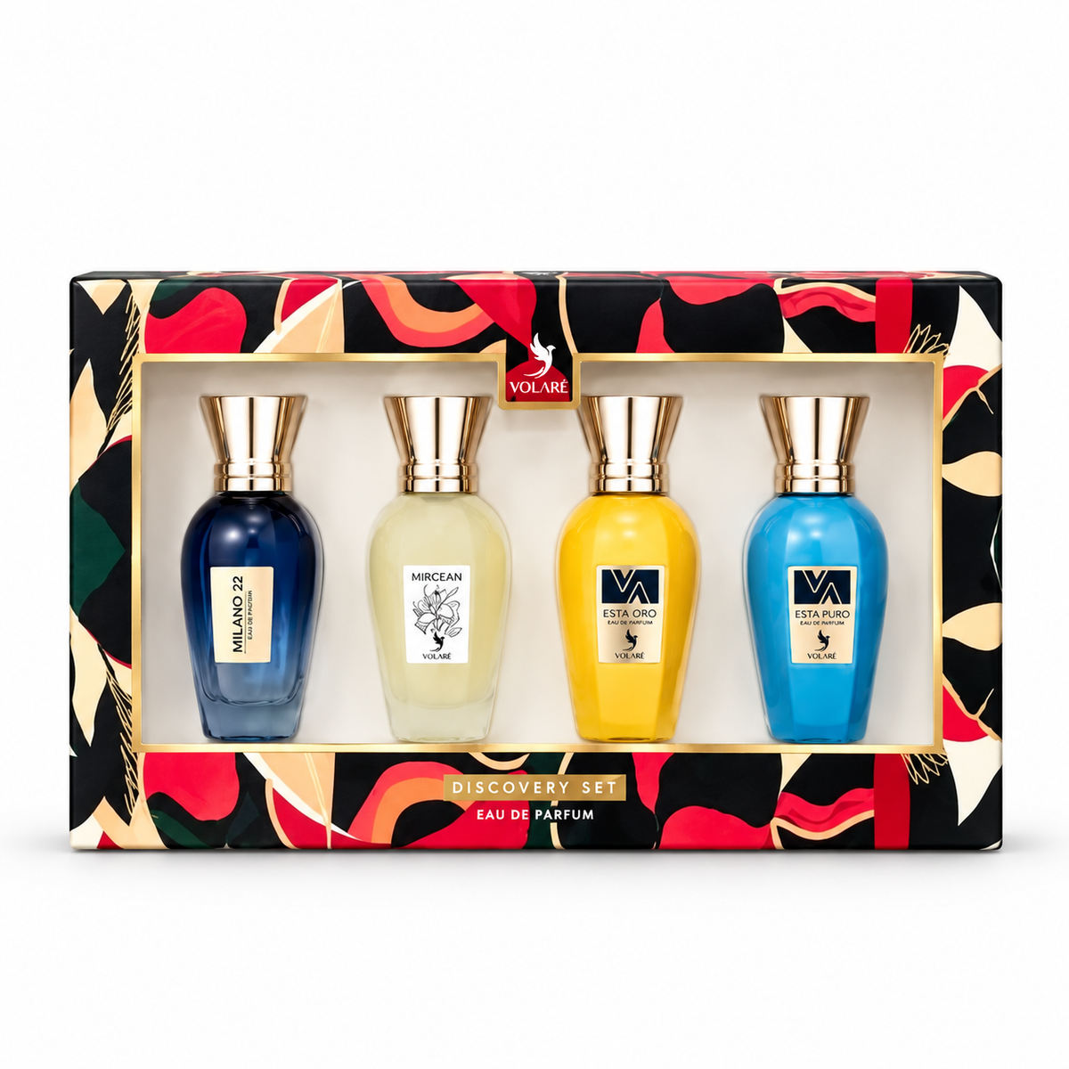 Discovery Set — Volaré (4 parfums) — coffret sur fond blanc